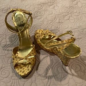 Kate Spade Animal Print Strappy Wedges 9 1/2